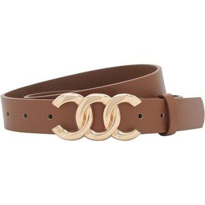 Women Belts for Jeans Dresses Gold Buckle Belt Faux Leather Size up to 41 inch